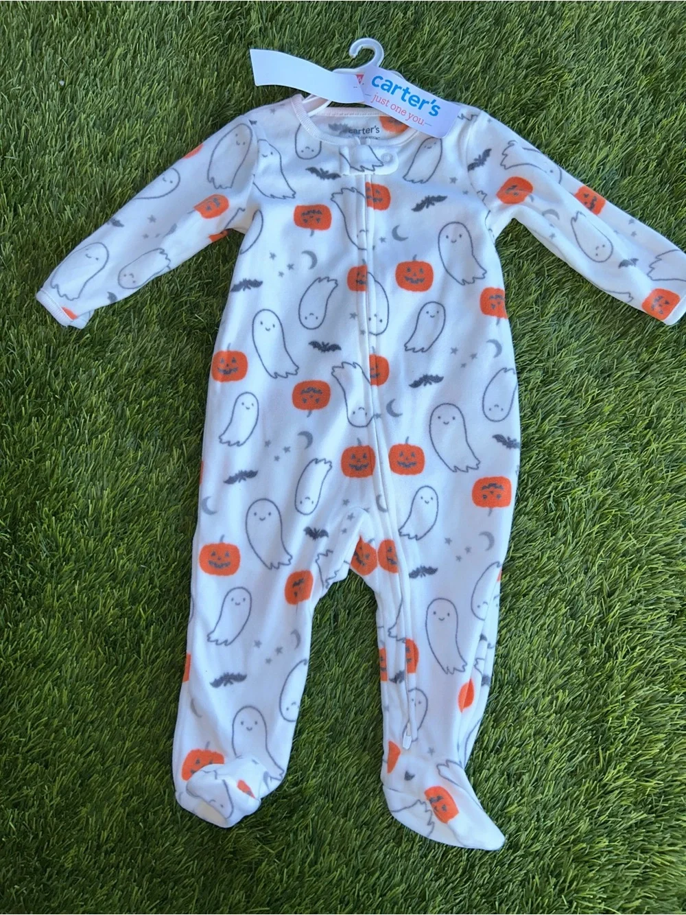 Cartier White Halloween Ghost & Orange Pumpkin Printed Sleep Sack
